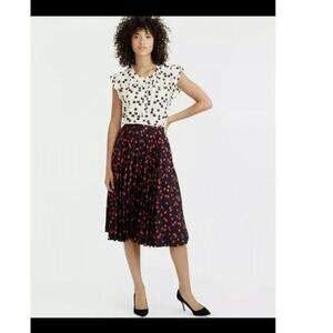 J.Crew Cherry Print Midi Pleated Skirt Size: 4